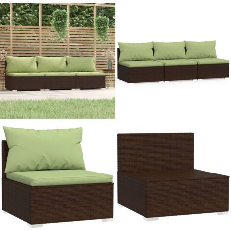 Canapé 3 places avec coussins Marron Résine tressée - Canapé Extérieur - Salon De Jardin - Meuble De Jardin - Mobilier De Jardin - Chaise Longue - Home & Living