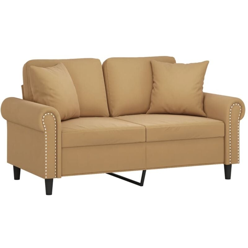 Vidaxl - Canapé 2 places avec oreillers décoratifs brun 120 cm velours