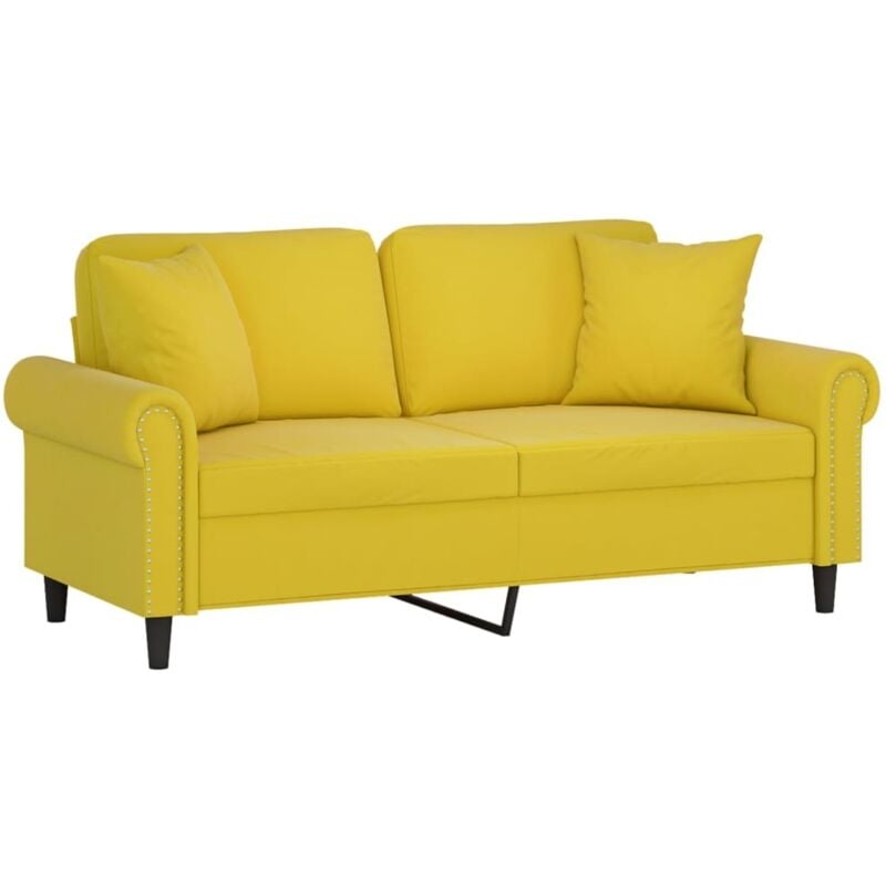 Vidaxl - Canapé 2 places avec oreillers décoratifs jaune 140 cm velours