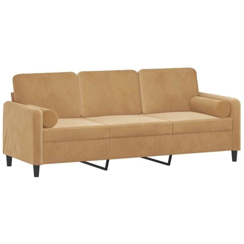 Vidaxl - Canapé 3 places avec oreillers décoratifs marron 180 cm velours
