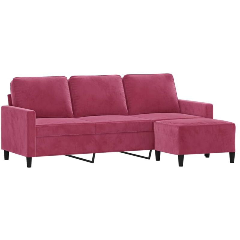 Vidaxl - Canapé à 3 places et repose-pieds Rouge bordeaux 180 cm Velours