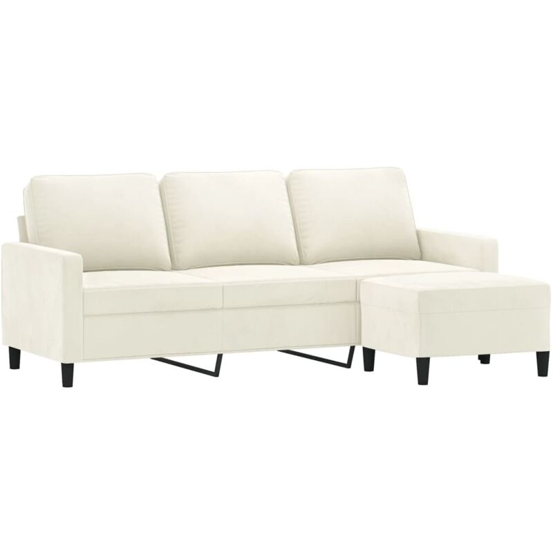 Vidaxl - Canapé à 3 places avec repose-pieds Crème 180 cm Velours