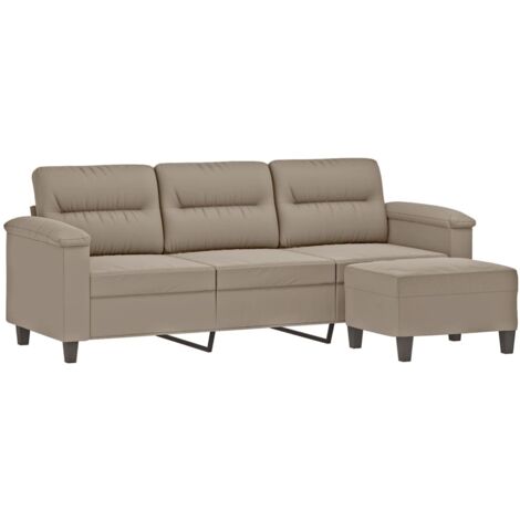 Canapé 3 places avec repose-pieds Taupe 180 cm Tissu microfibre vidaXL