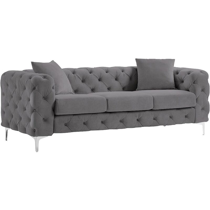Vente-unique - Canapé 3 places chesterfield en velours anthracite edwina