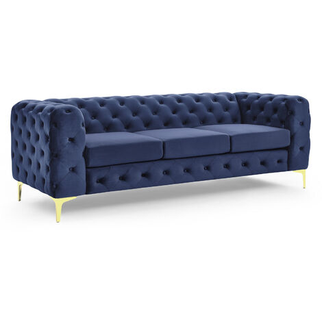 INTENSE DECO Canapé Chesterfield Velours 2 Places Altesse Argent