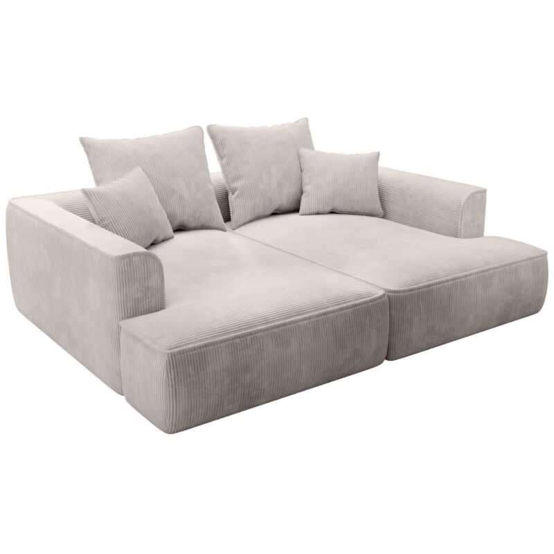 Vente-unique - Canapé 3 places confort assise profonde en velours côtelé beige pineta