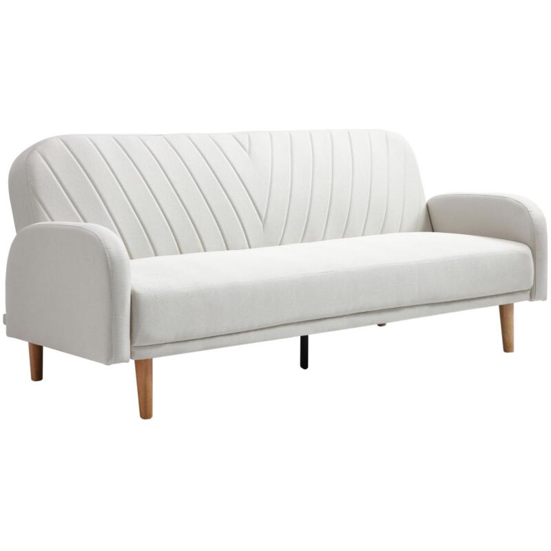 Vente-unique - Canapé 3 places convertible clic-clac en tissu beige venafra