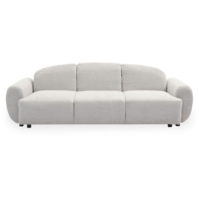 Cotecosy – Canapé 3 places convertible tissu texturé gris clair – Dossier arrondi – Accoudoirs généreux – Couchage 188x112cm – Confort optimal Cotecosy – Canapé 3 places convertible tissu texturé gris clair – Dossier arrondi – Accoudoirs généreux – Couchage 188x112cm – Confort optimal