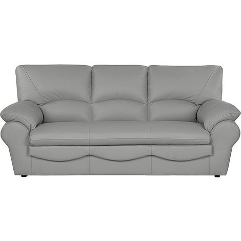 Canapé 3 places convertible en 100% tout cuir italien vachette OSIRIS, couleur gris clair
