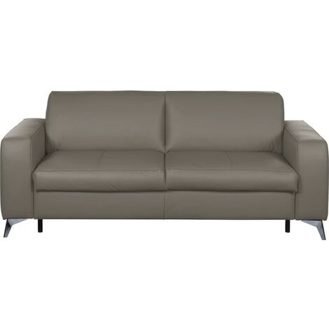 Canapé 3 places convertible en cuir italien de luxe ALVINE, couleur taupe