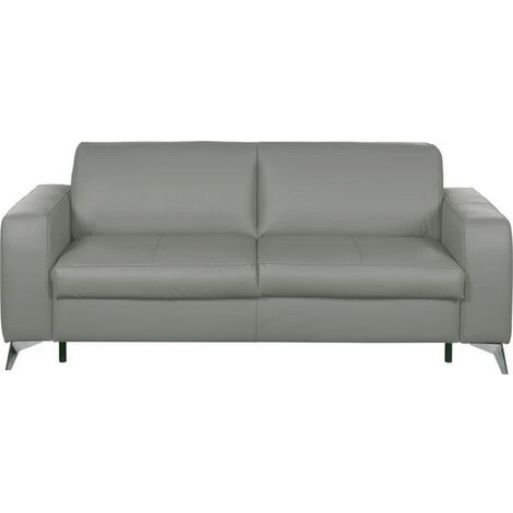 Canapé 3 places convertible en cuir italien de luxe ALVINE, gris clair