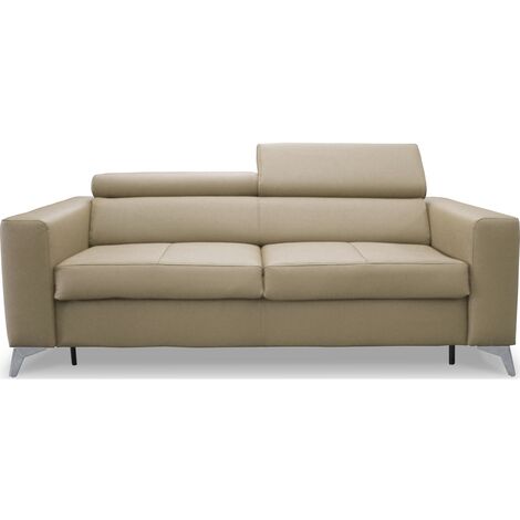 Canapé 3 places convertible en cuir italien de luxe MOVIDA, beige