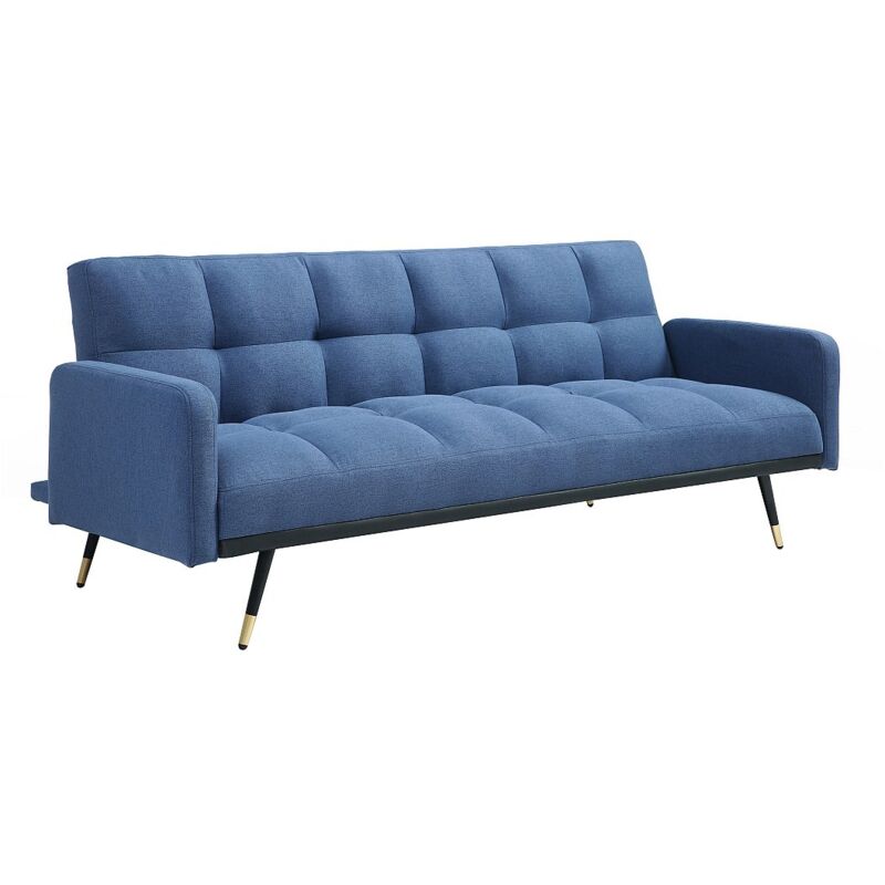 Vente-unique - Canapé 3 places convertible en tissu bleu rorema