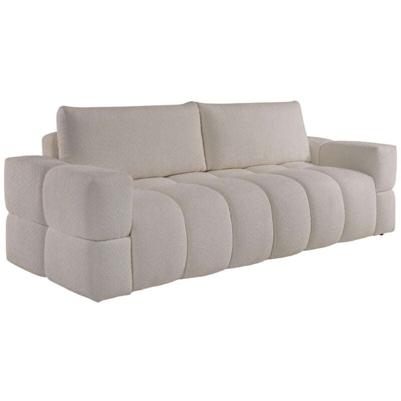 Canapé 3 places convertible en tissu bouclette beige ISSORO II