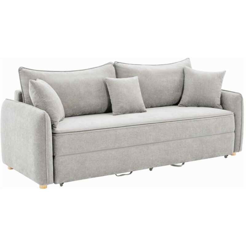 Vente-unique - Canapé 3 places convertible en tissu gris avec assise à mémoire de forme tornolo