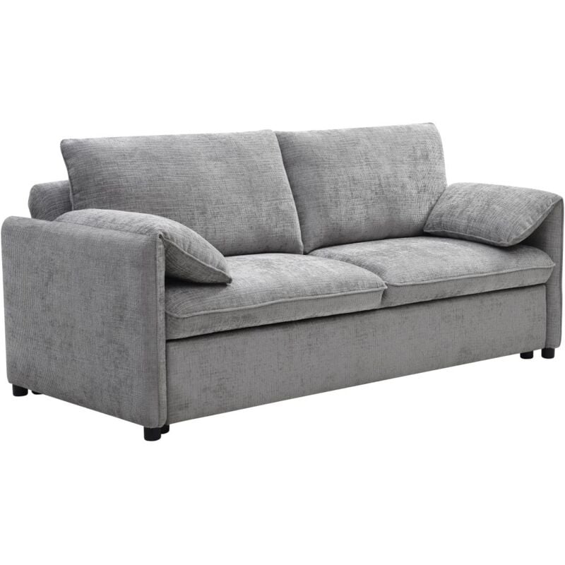 Vente-unique - Canapé 3 places convertible en tissu texturé gris alpareto