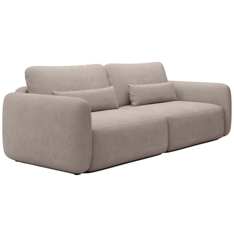 Vente-unique - Canapé 3 places convertible en tissu texturé taupe vopoza