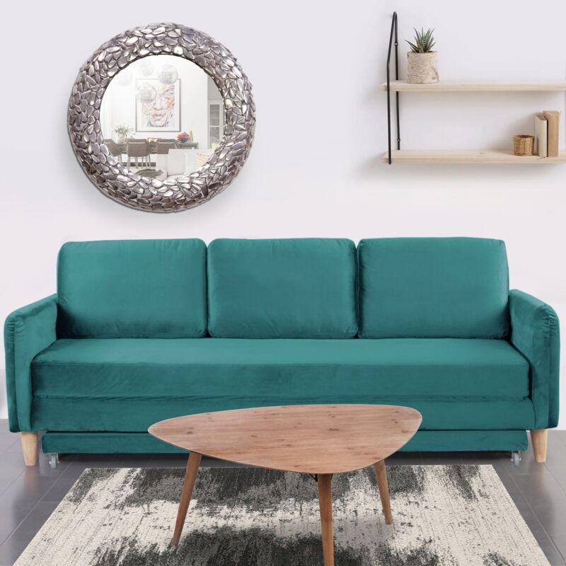 Canapé 3 places convertible Flixo Velours Vert