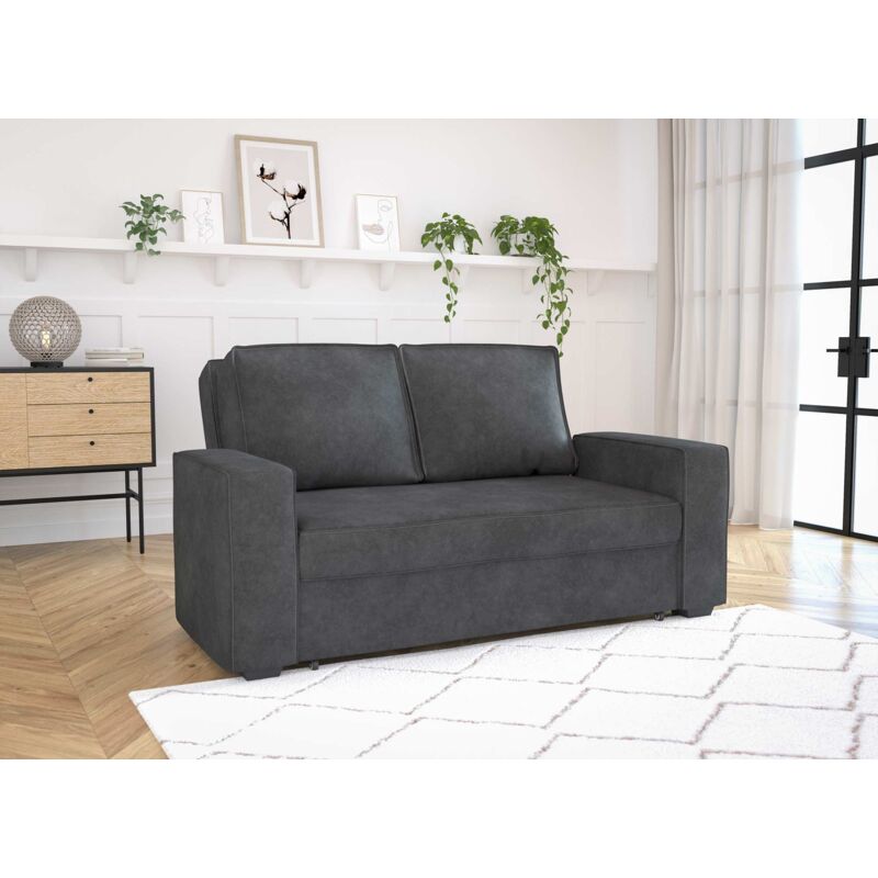Deco In Paris - james - Canapé 3 places convertible effet simili cuir gris james