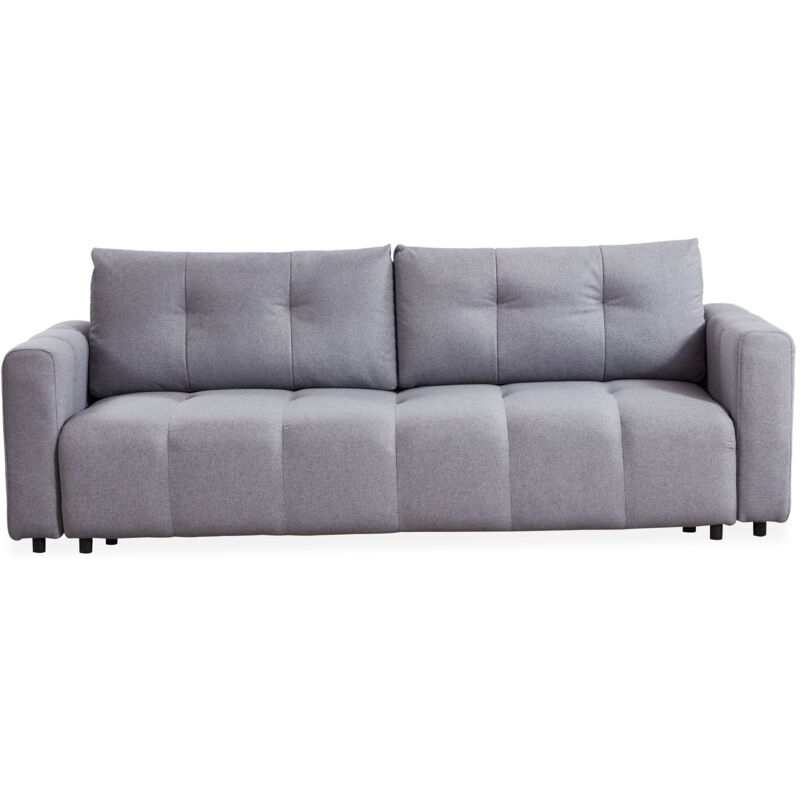 Cotecosy - Canapé 3 places convertible Stylian Tissu Gris clair