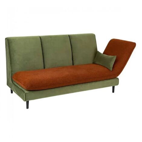 Canapé 3 Places Design L'échappée en velours, coloris vert/teracotta - Longueur 196 x Profondeur 90 x Hauteur 90 cm