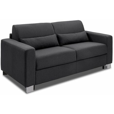 INSIDE75 Canapé 3 places DOMUS V2 convertible EXPRESS sommier lattes 140cm matelas 17 cm tweed gris graphite