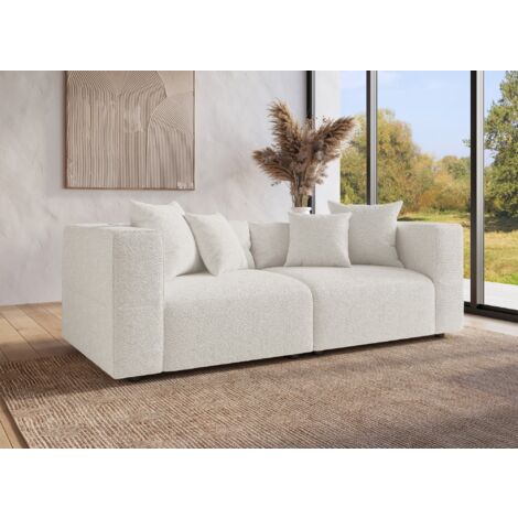 Canapé 3 places effet peau de mouton beige EVELYNE