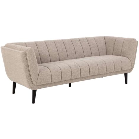 Canapé 3 places en bois et tissu bouclé TAMPA