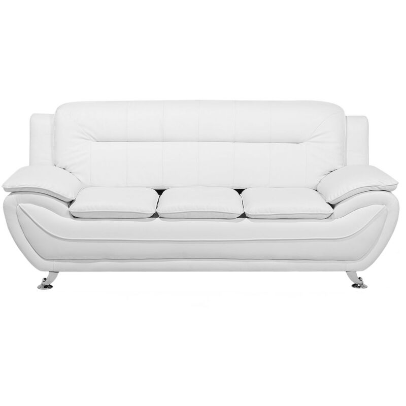 Canapé Design 3 Places en Cuir PU Blanc Convenable pour Chaque Salon Moderne Beliani