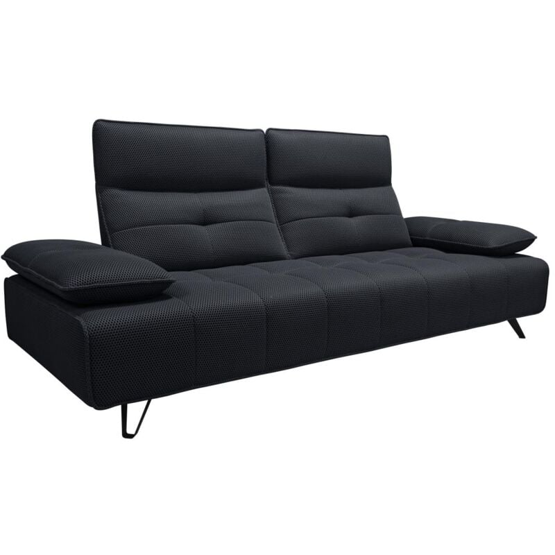 Vente-unique - Canapé 3 places en tissu 3D gris anthracite avec dossier avance-recule mercota