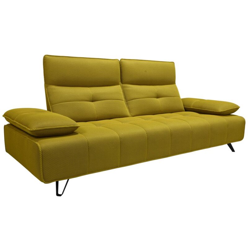 Vente-unique - Canapé 3 places en tissu 3D jaune avec dossier avance-recule mercota
