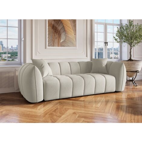 Canapé 3 places en tissu beige ALISSA