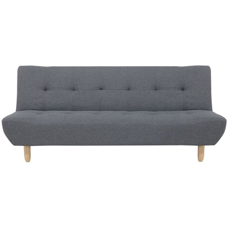Beliani - Canapé Fixe 3 Places en Tissu Gris Foncé Design Scandinave Ultra Confortable et Élégant