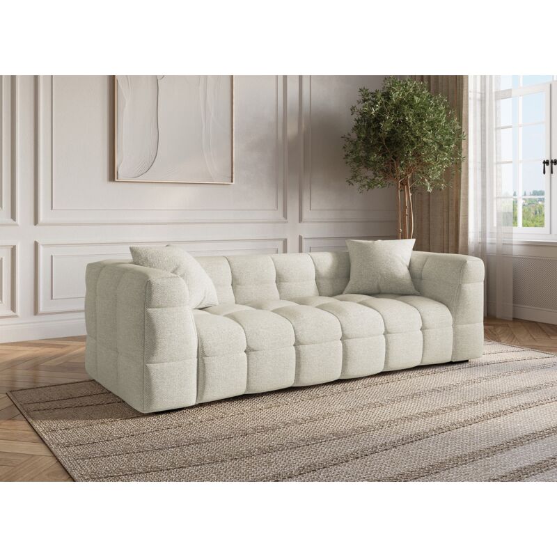 Deco In Paris - bella - Canapé 3 places en tissu beige bella