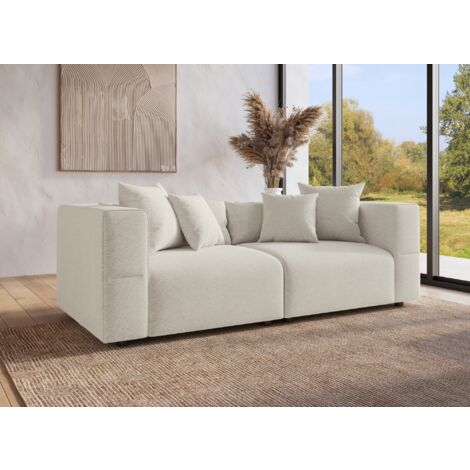 Canapé 3 places en tissu beige EVELYNE