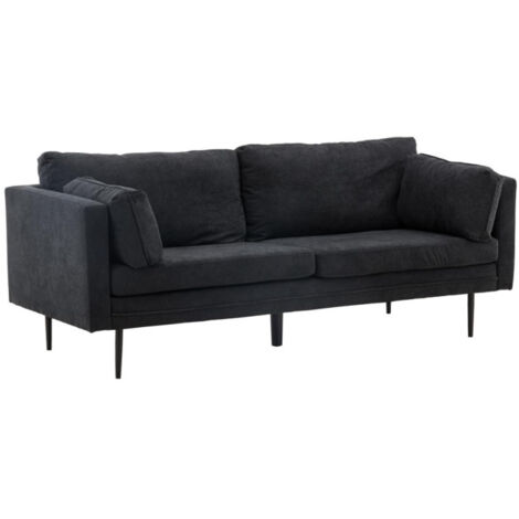 Canapé 3 Places en Tissu "Boom" 203cm Noir