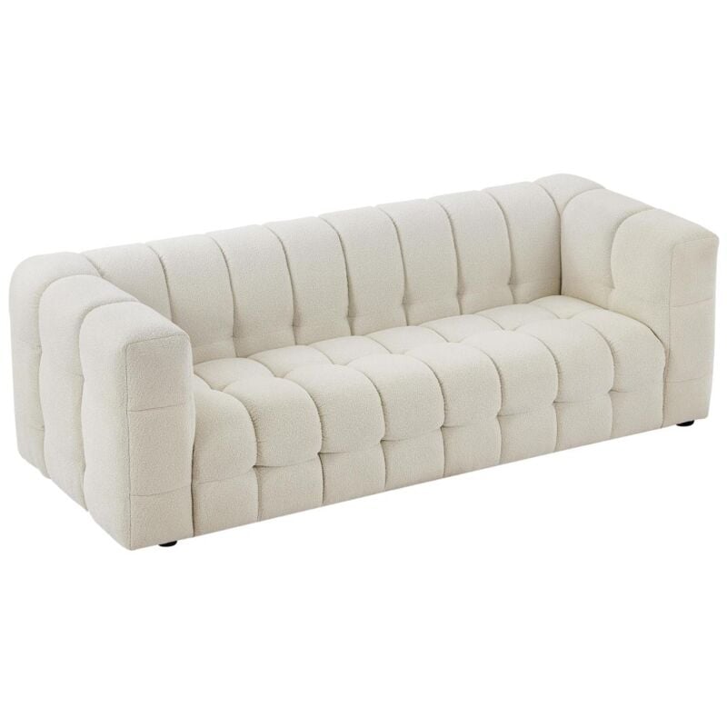 Pascal Morabito - Canapé 3 places en tissu bouclette blanc ivoire lerici de