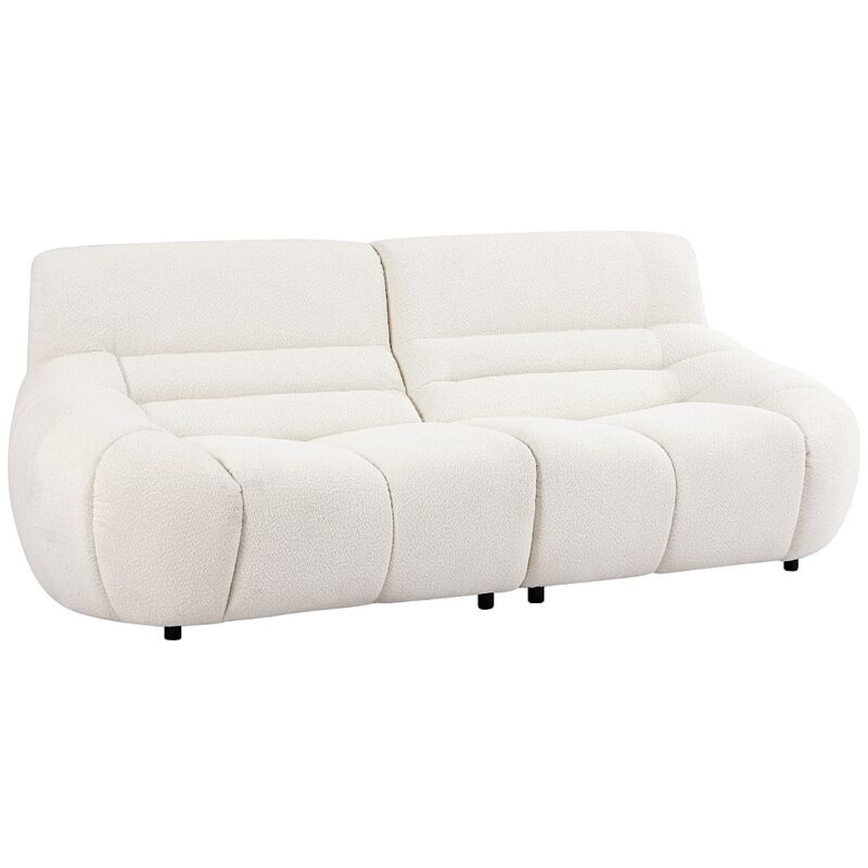 Vente-unique - Canapé 3 places en tissu bouclette blanc bovera