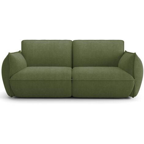 Canapé 3 places en tissu chenille vert olive - Lidia