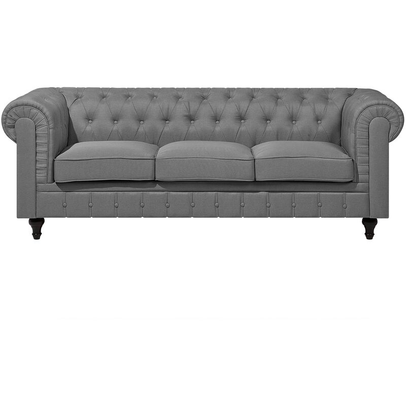 Canapé 3 places en tissu gris clair CHESTERFIELD BIG