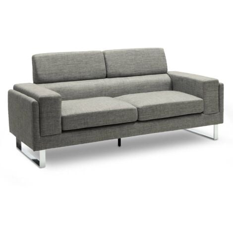 DECO IN PARIS Canapé 3 places en tissu gris clair VIKEN