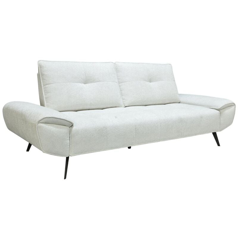 Vente-unique - Canapé 3 places en tissu texturé blanc ivoire avec dossier avance-recule kelopa