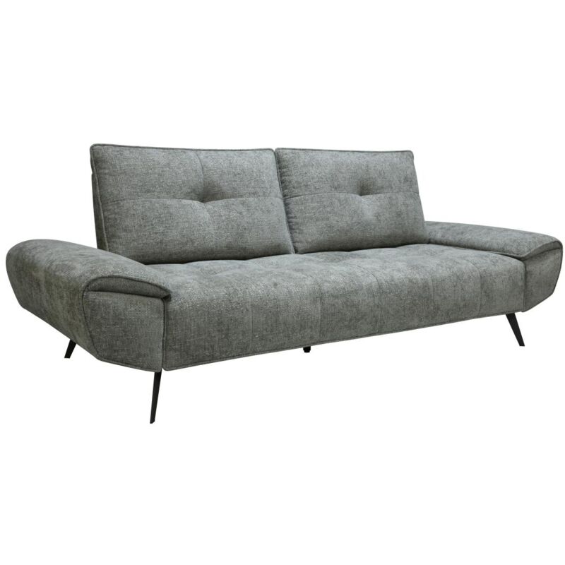 Vente-unique - Canapé 3 places en tissu texturé gris avec dossier avance-recule kelopa