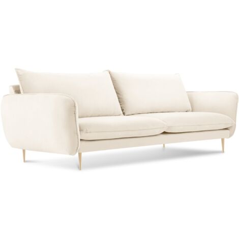 Canapé 3 places en velours beige clair