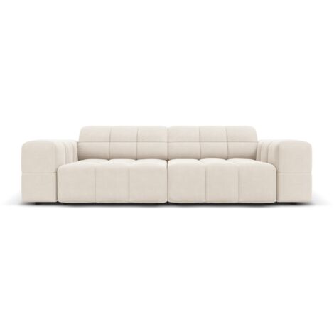 Canapé 3 places en velours beige clair