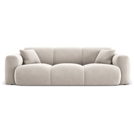 Canapé 3 places en velours beige clair