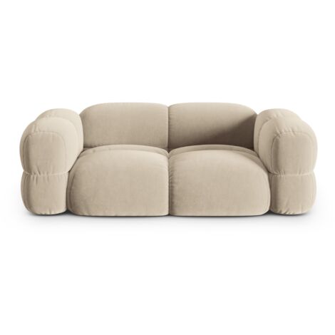 Canapé 3 places en velours beige clair