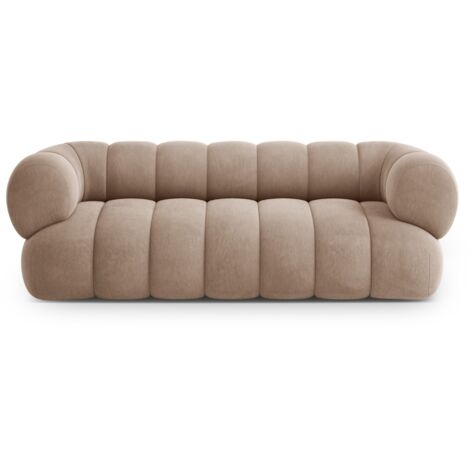 Canapé 3 places en velours beige foncé