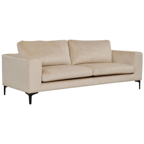 Canapé 3 Places en Velours "Bolero" 215cm Beige