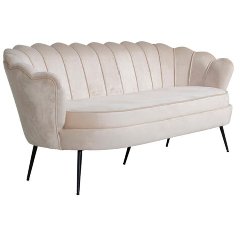 Canapé 3 Places en Velours "Calais" 180cm Beige